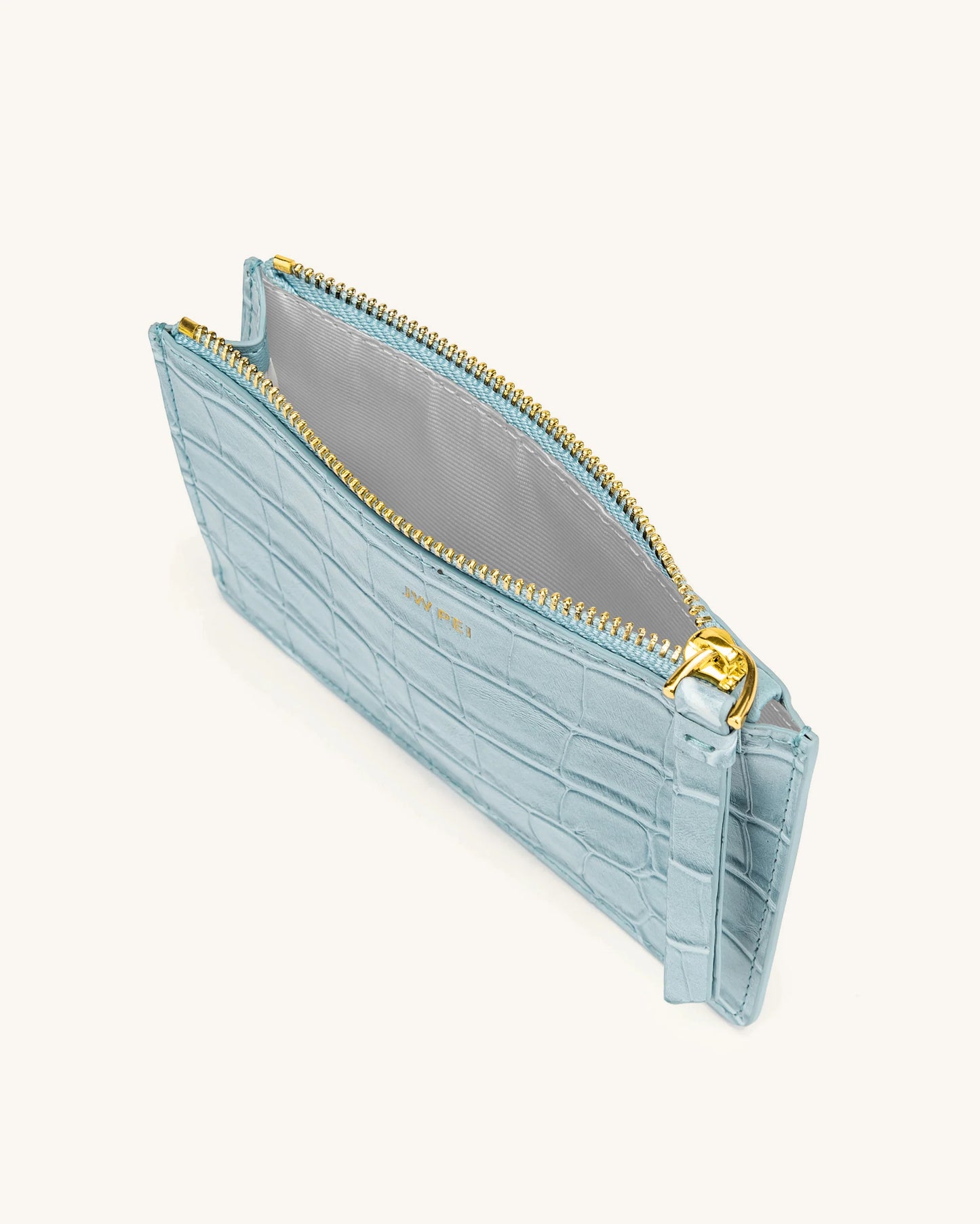 Ice Blue Crocodile-patterned Card Case