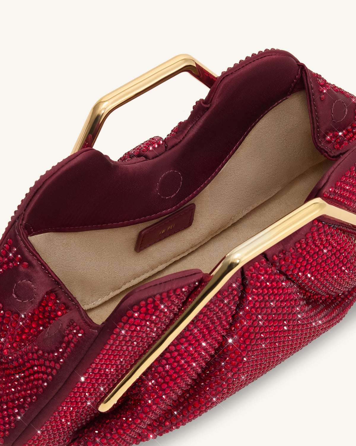 Pochette à cadre en métal et cristal artificiel Lila - Rouge