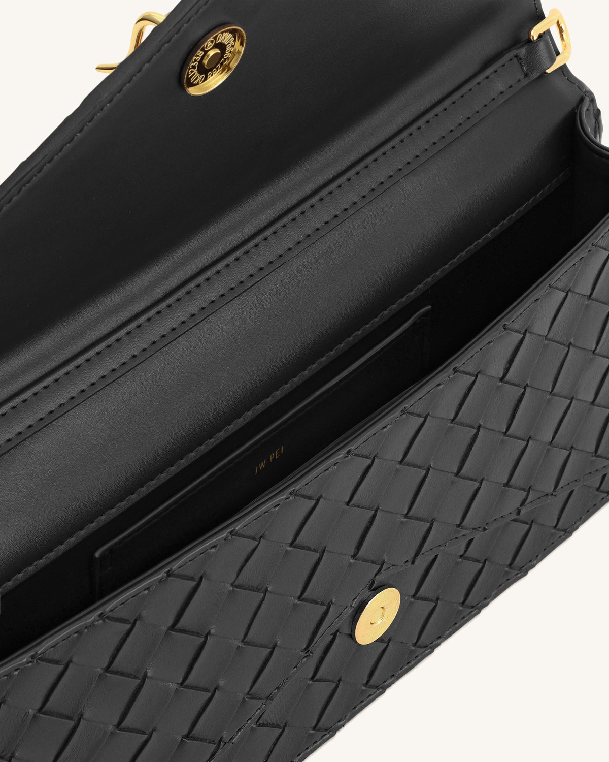 Celeste Sac à main enveloppe à anse supérieure, à texture tissée - Noir