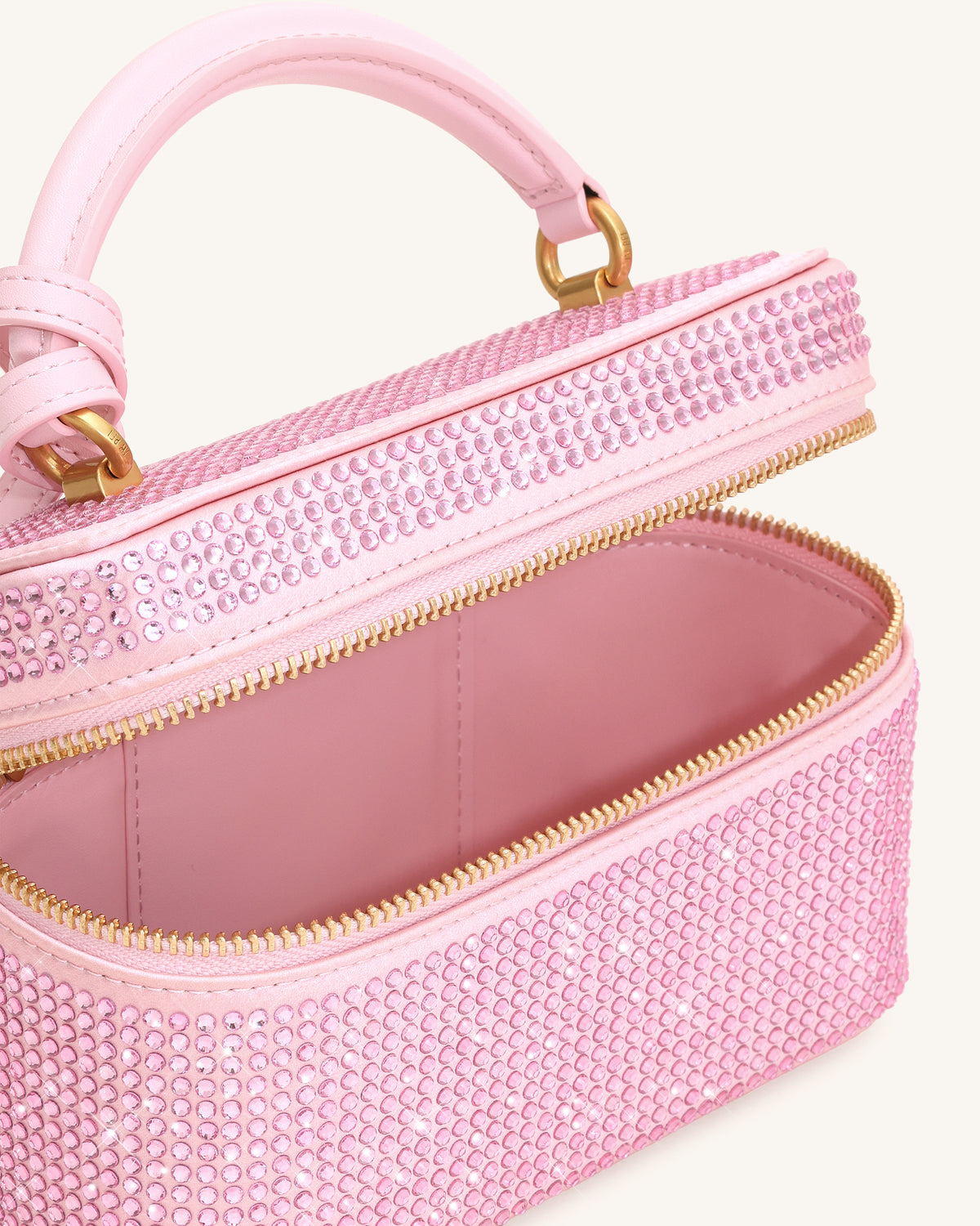 Sac à main avec anse supérieure en forme de boîte et cristal artificiel Cleo - Rose