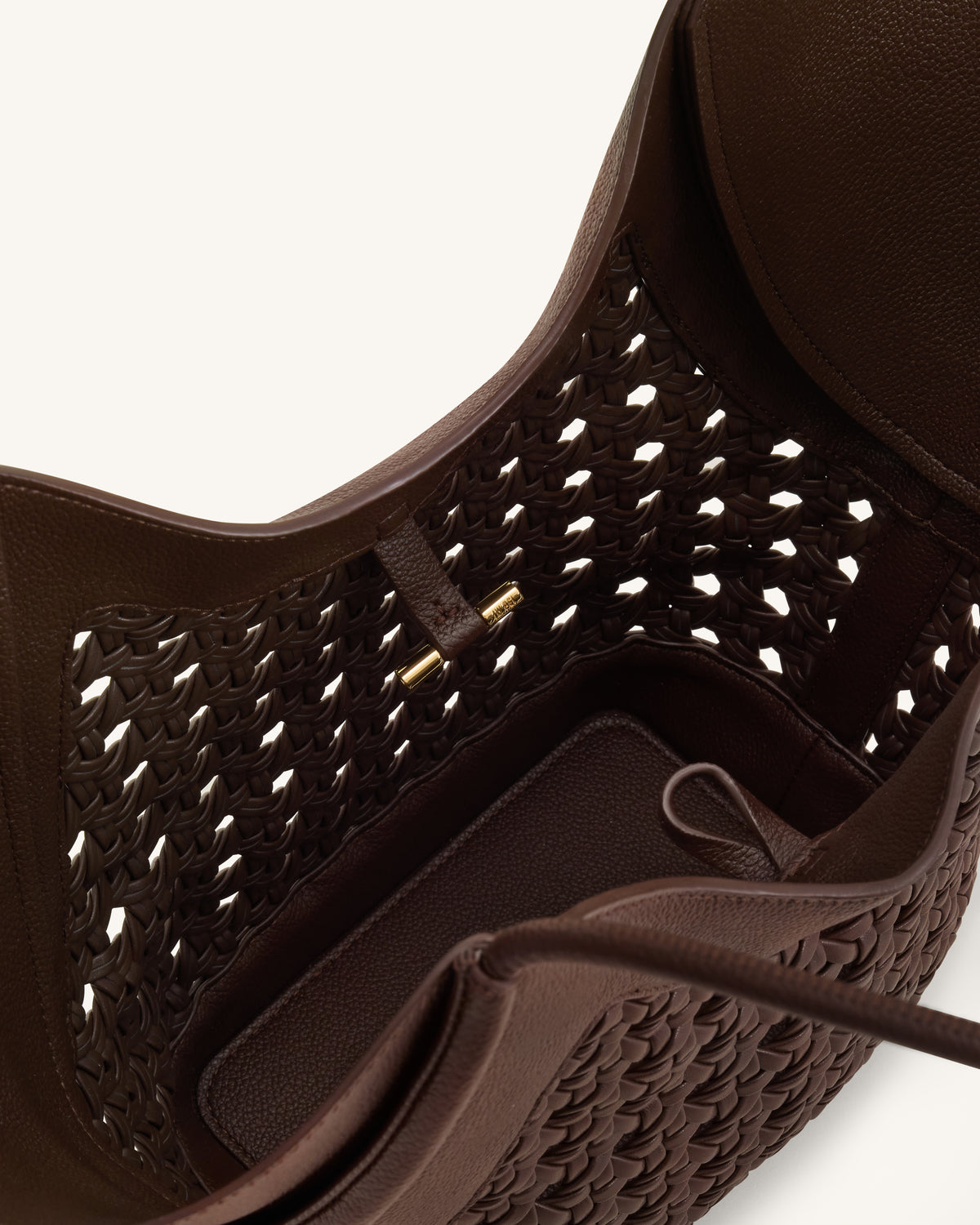 Sac fourre-tout à empiècement tissé Maribel - Marron foncé