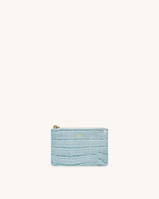 Ice Blue Crocodile-patterned Card Case