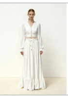 Ruffle Hem Cotton Maxi Skirt - White