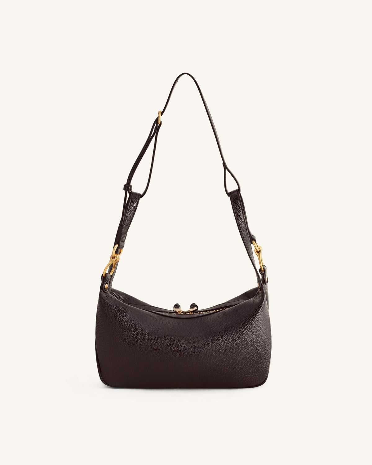 Selia Sac bandoulière en cuir grainé souple - Marron foncé