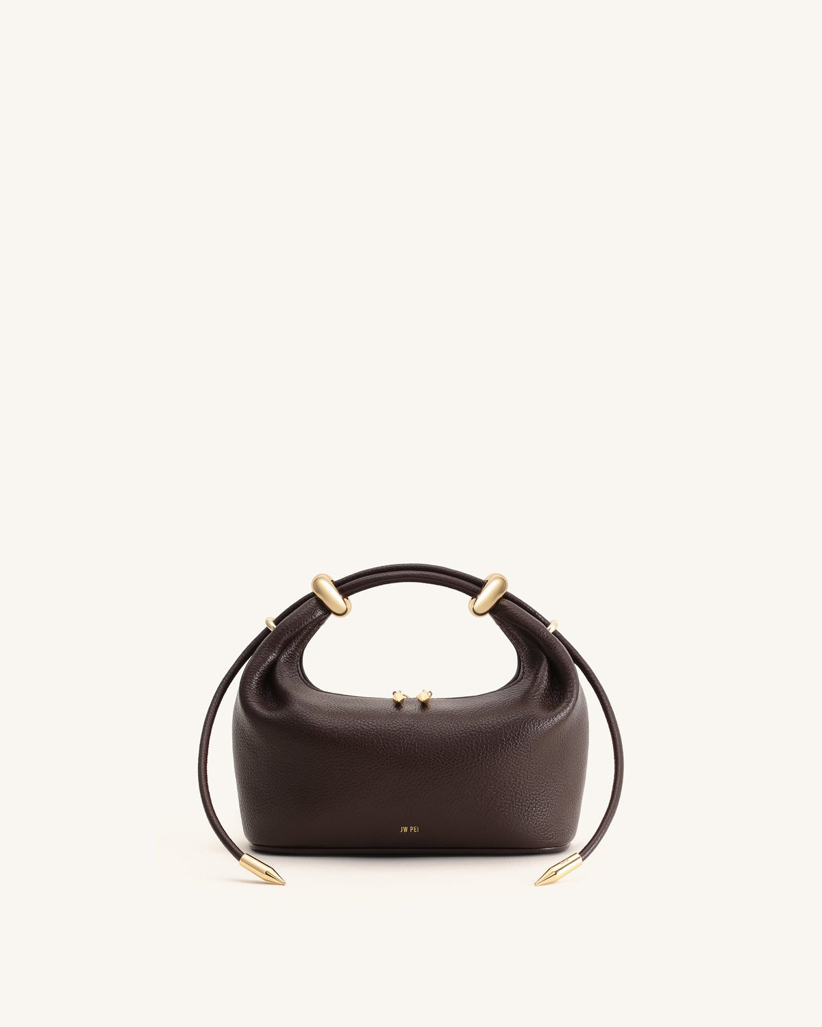 Sac à main avec poignée orné d'un anneau métallique Ellie - Marron foncé