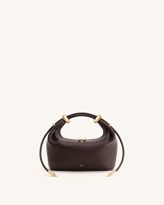 Sac à main avec poignée orné d'un anneau métallique Ellie - Marron foncé