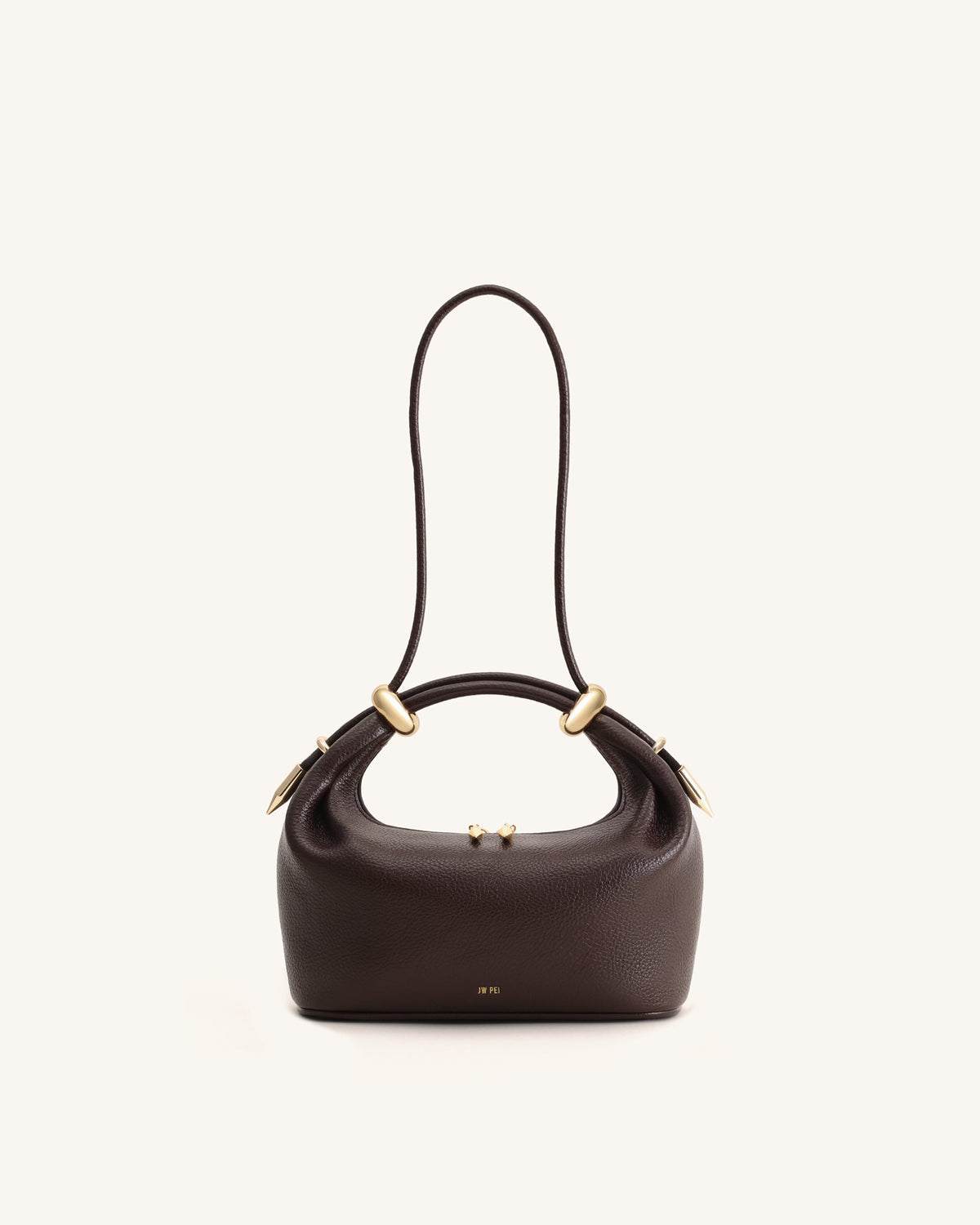 Sac à main avec poignée orné d'un anneau métallique Ellie - Marron foncé