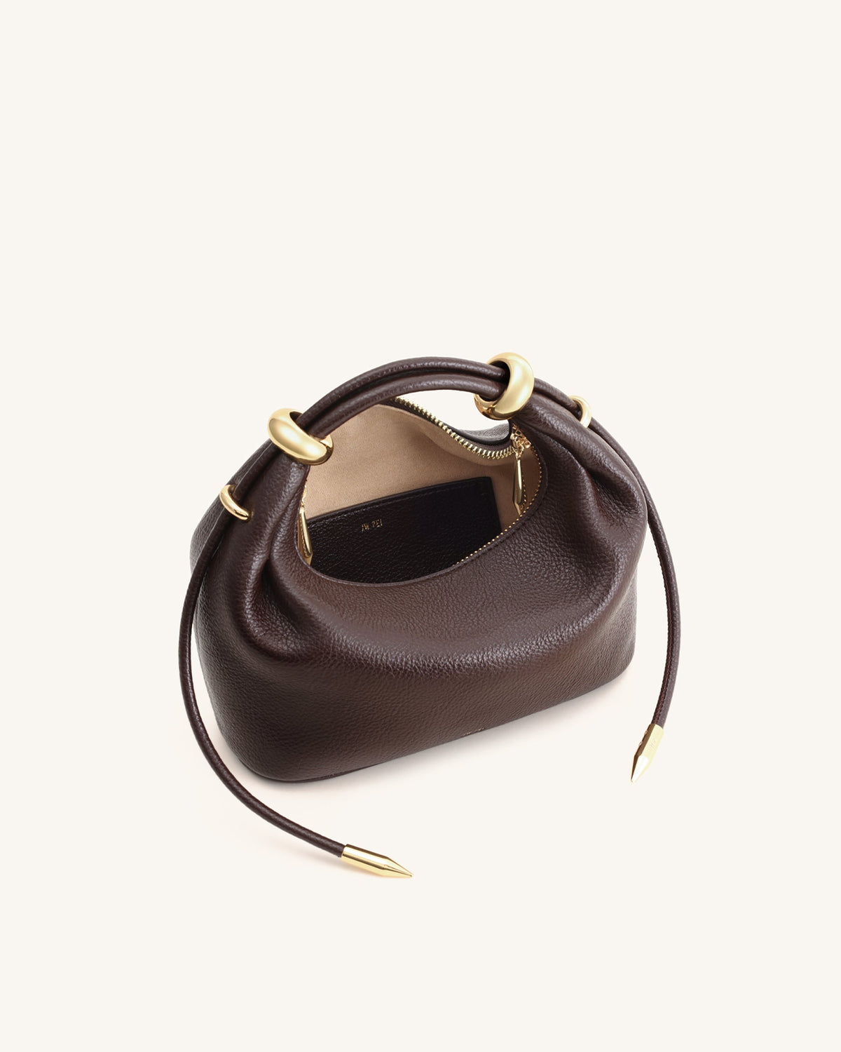 Sac à main avec poignée orné d'un anneau métallique Ellie - Marron foncé