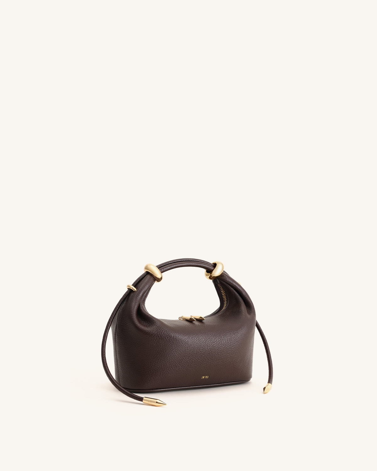 Sac à main avec poignée orné d'un anneau métallique Ellie - Marron foncé