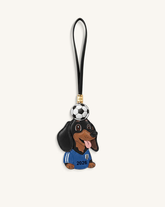 Breloque Sac Ballon de Foot Teckel Coupe du Monde - Bleu