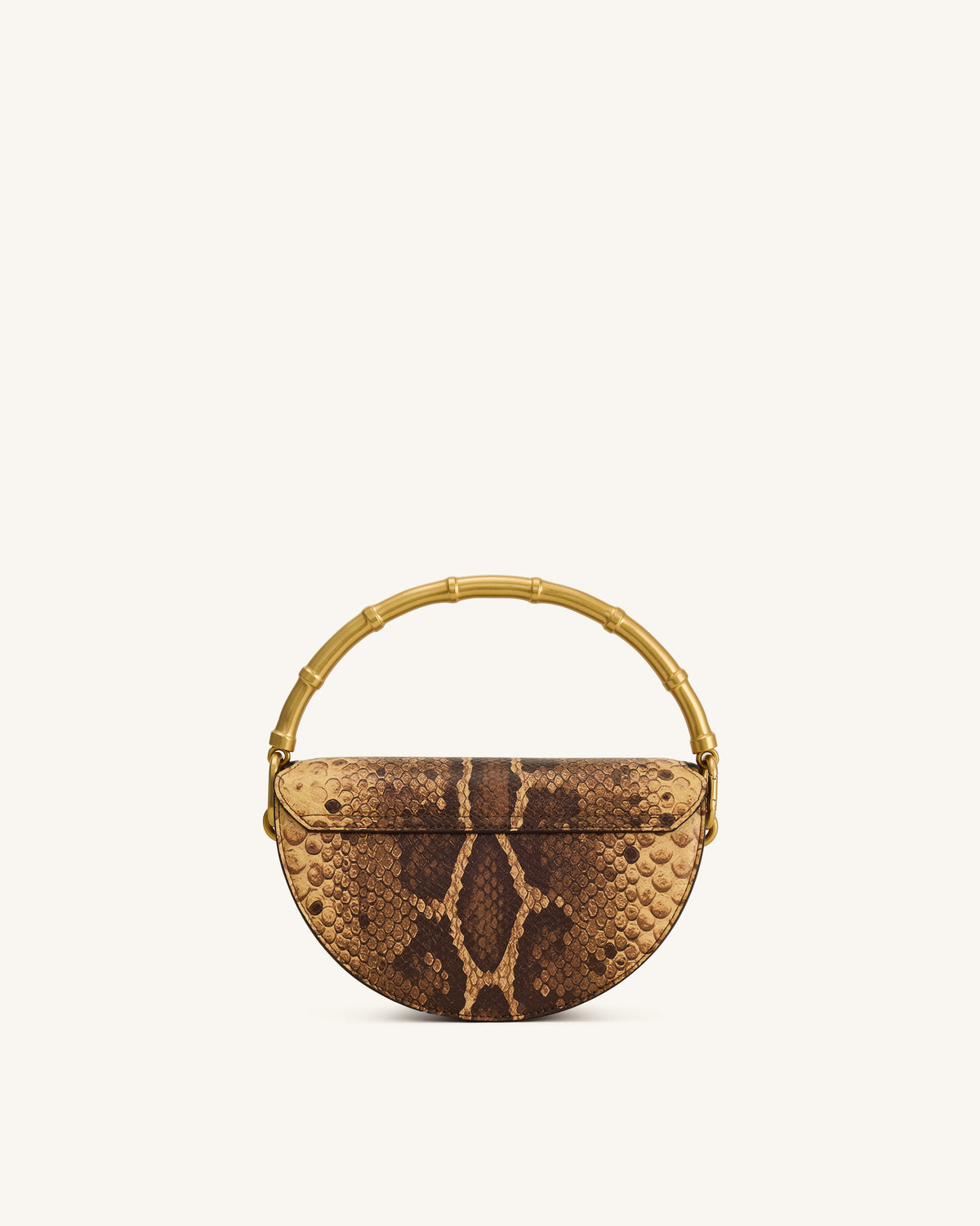 Sac à main demi-lune à poignée Sylvie effet serpent - Brun jaunâtre
