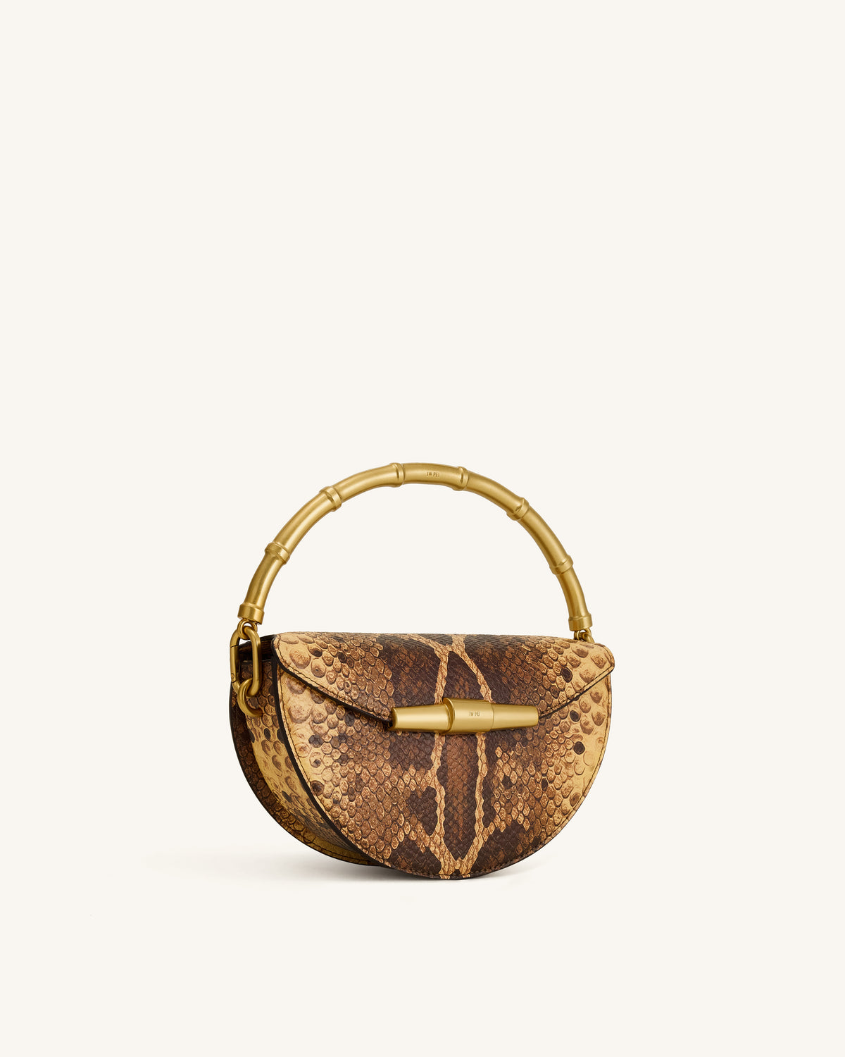 Sac à main demi-lune à poignée Sylvie effet serpent - Brun jaunâtre