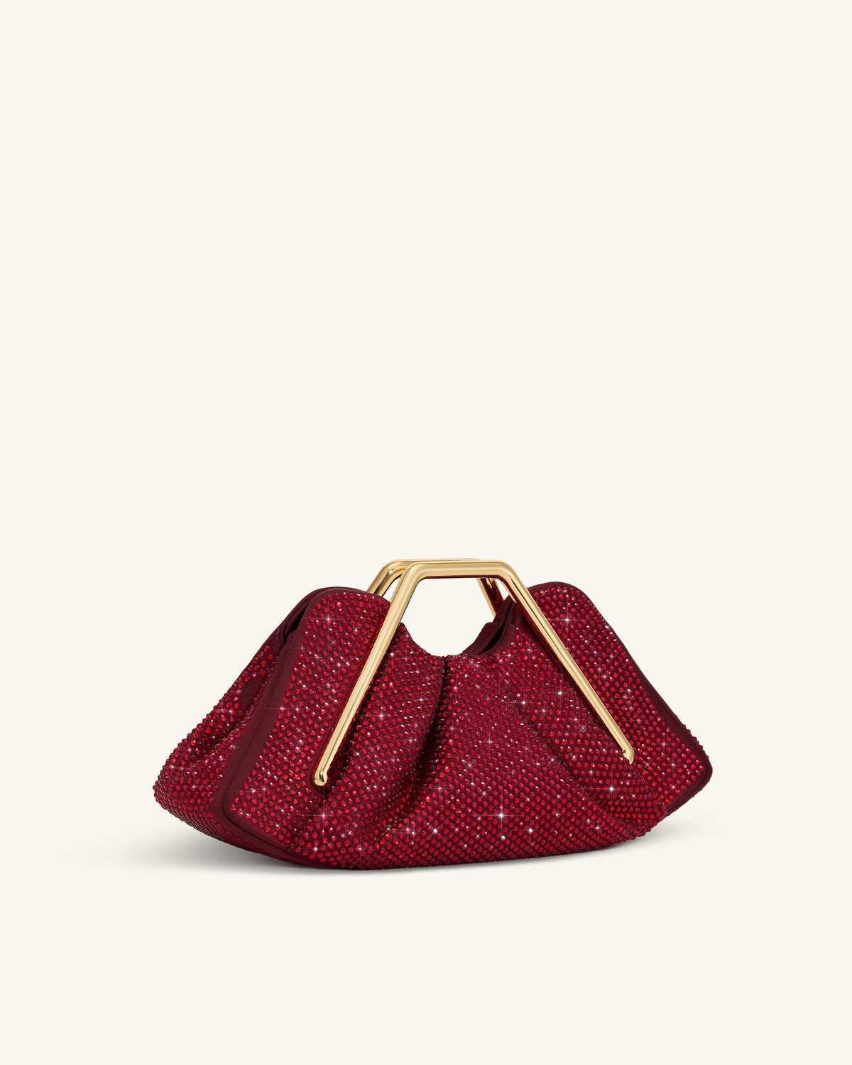 Pochette à cadre en métal et cristal artificiel Lila - Rouge