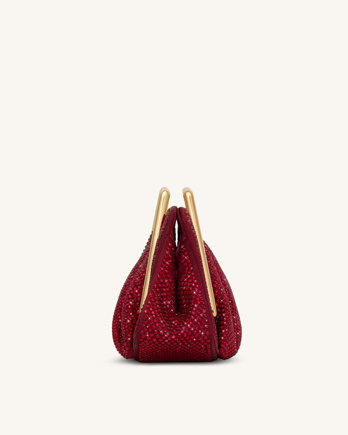 Pochette à cadre en métal et cristal artificiel Lila - Rouge