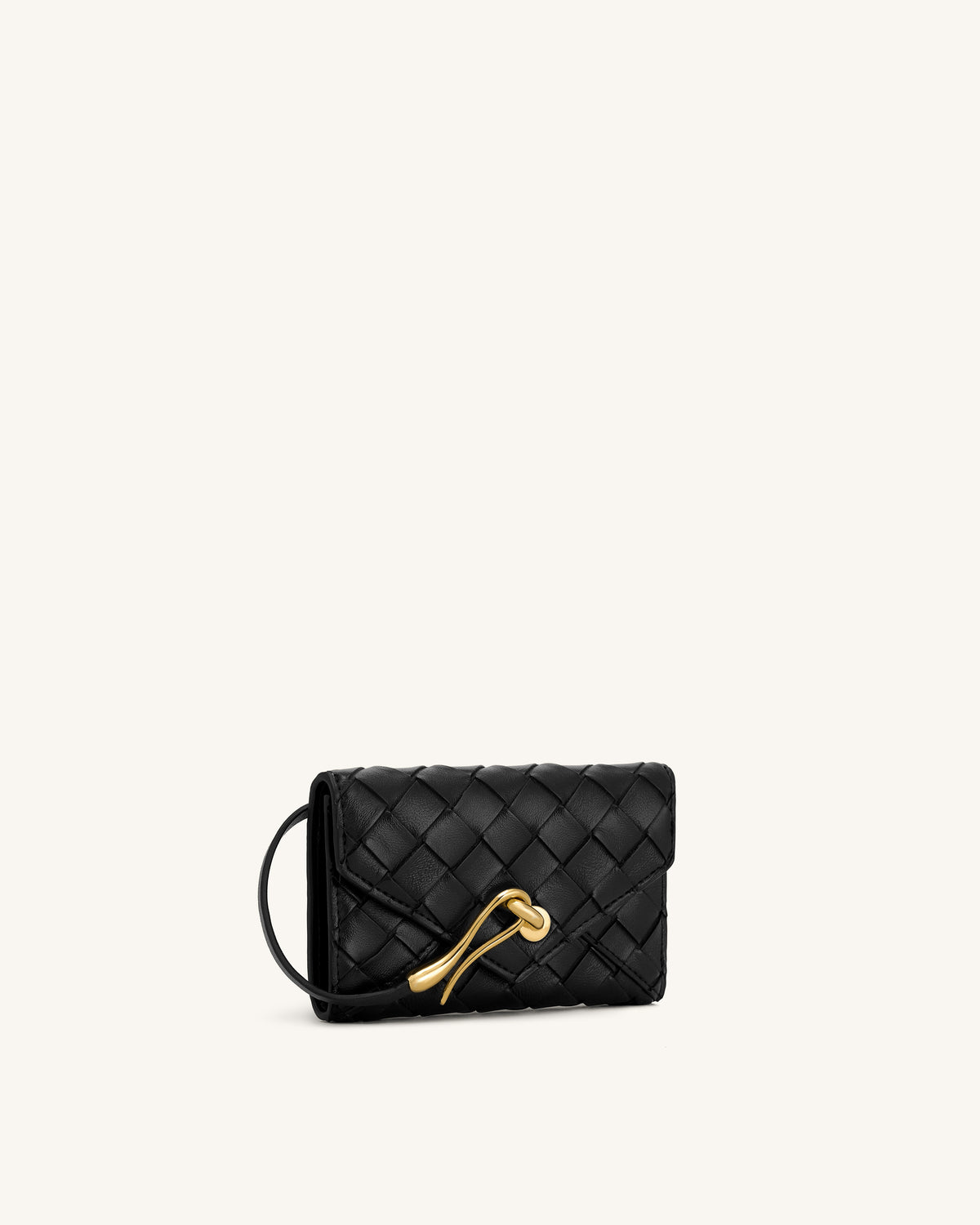 Celeste Portefeuille enveloppe texturé tissé - Noir