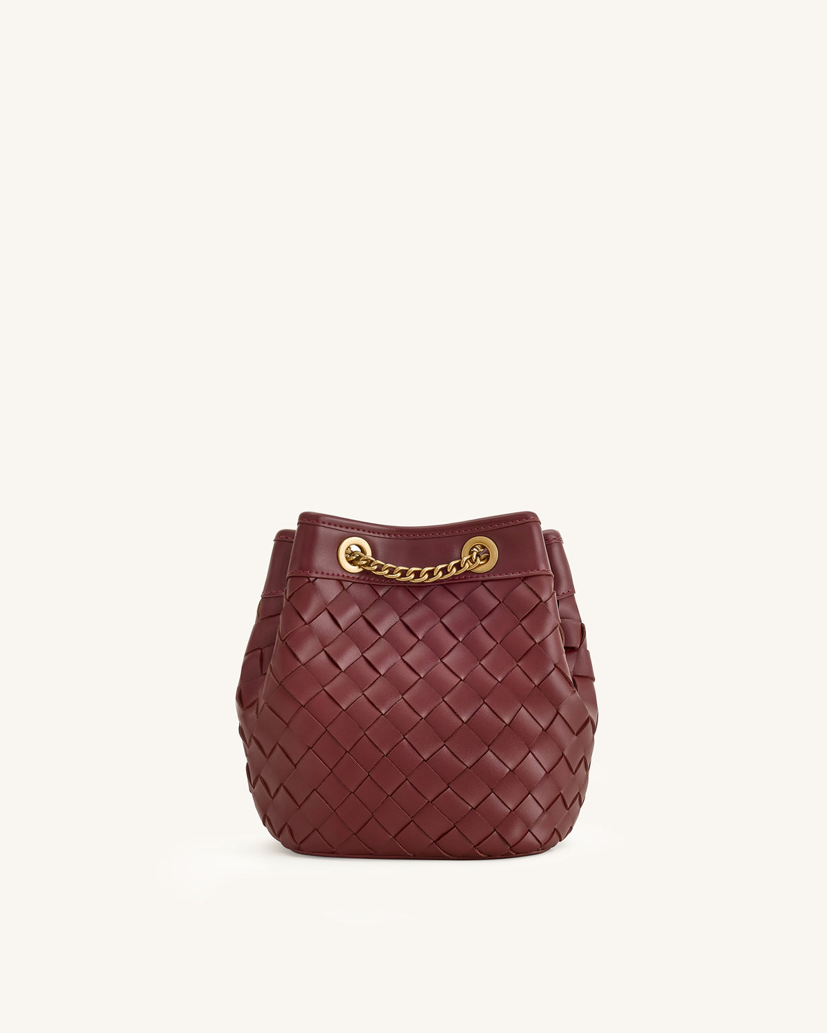 Sac seau Yara tissé à la main - Bordeaux