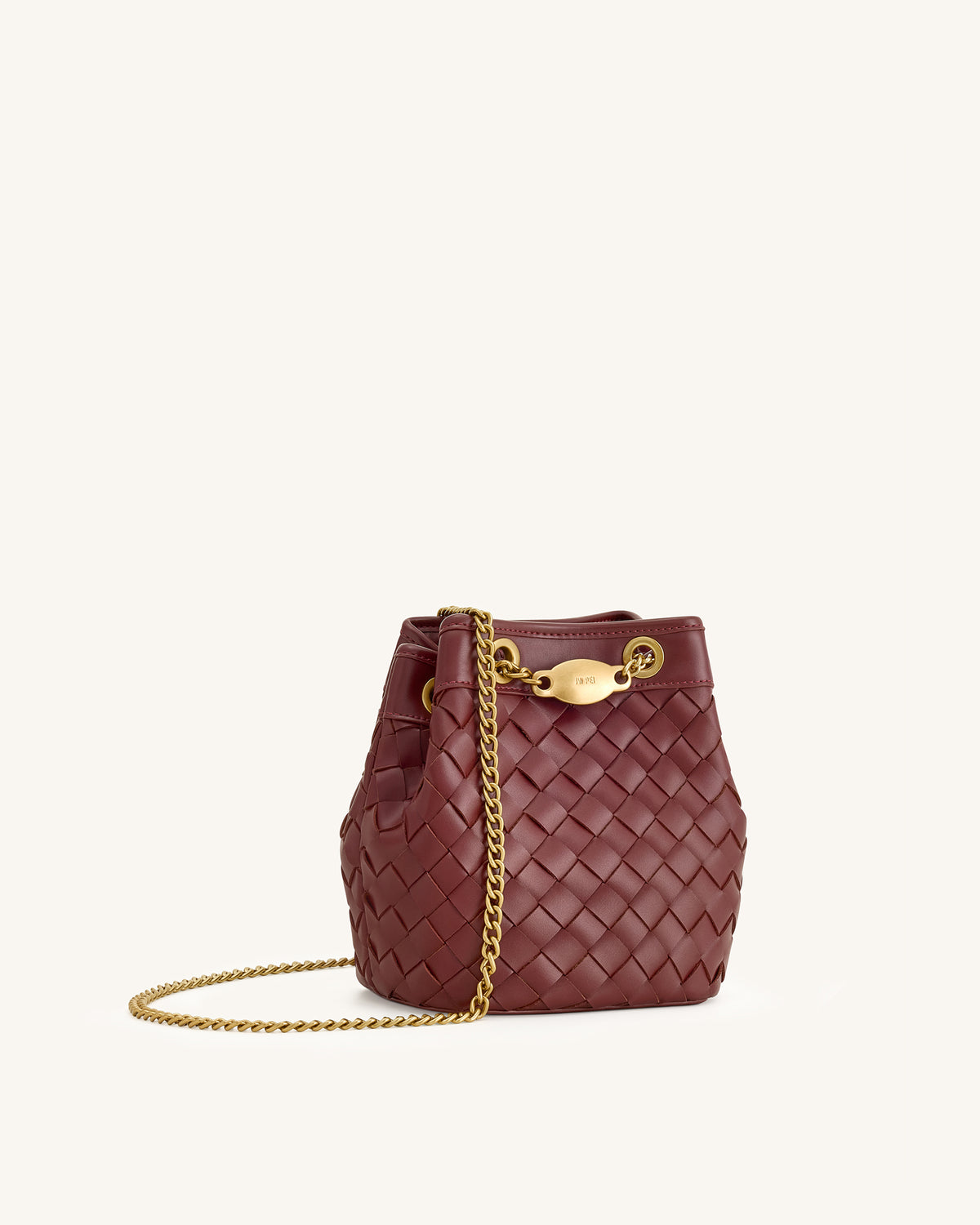 Sac seau Yara tissé à la main - Bordeaux