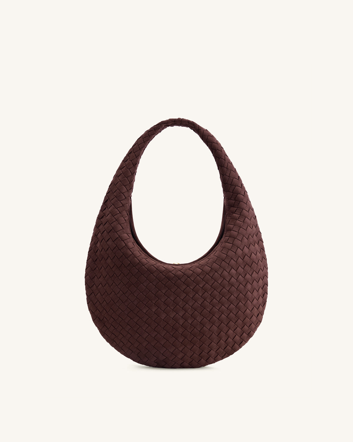 Nola Sac hobo bandoulière tressé en faux daim - Moka foncé