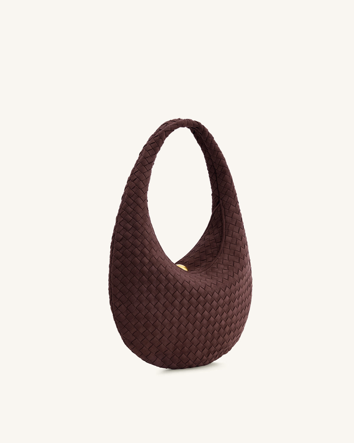 Nola Sac hobo bandoulière tressé en faux daim - Moka foncé