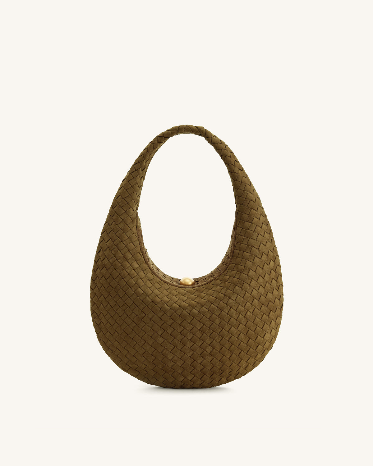 Nola Sac hobo bandoulière tressé en faux daim - Vert olive