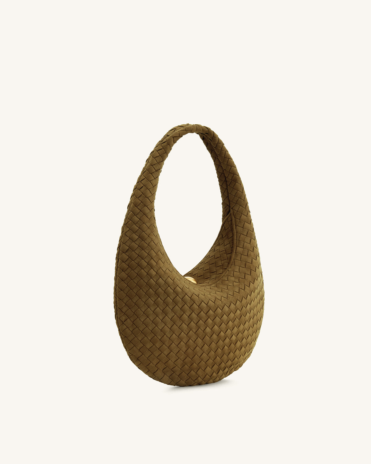 Nola Sac hobo bandoulière tressé en faux daim - Vert olive