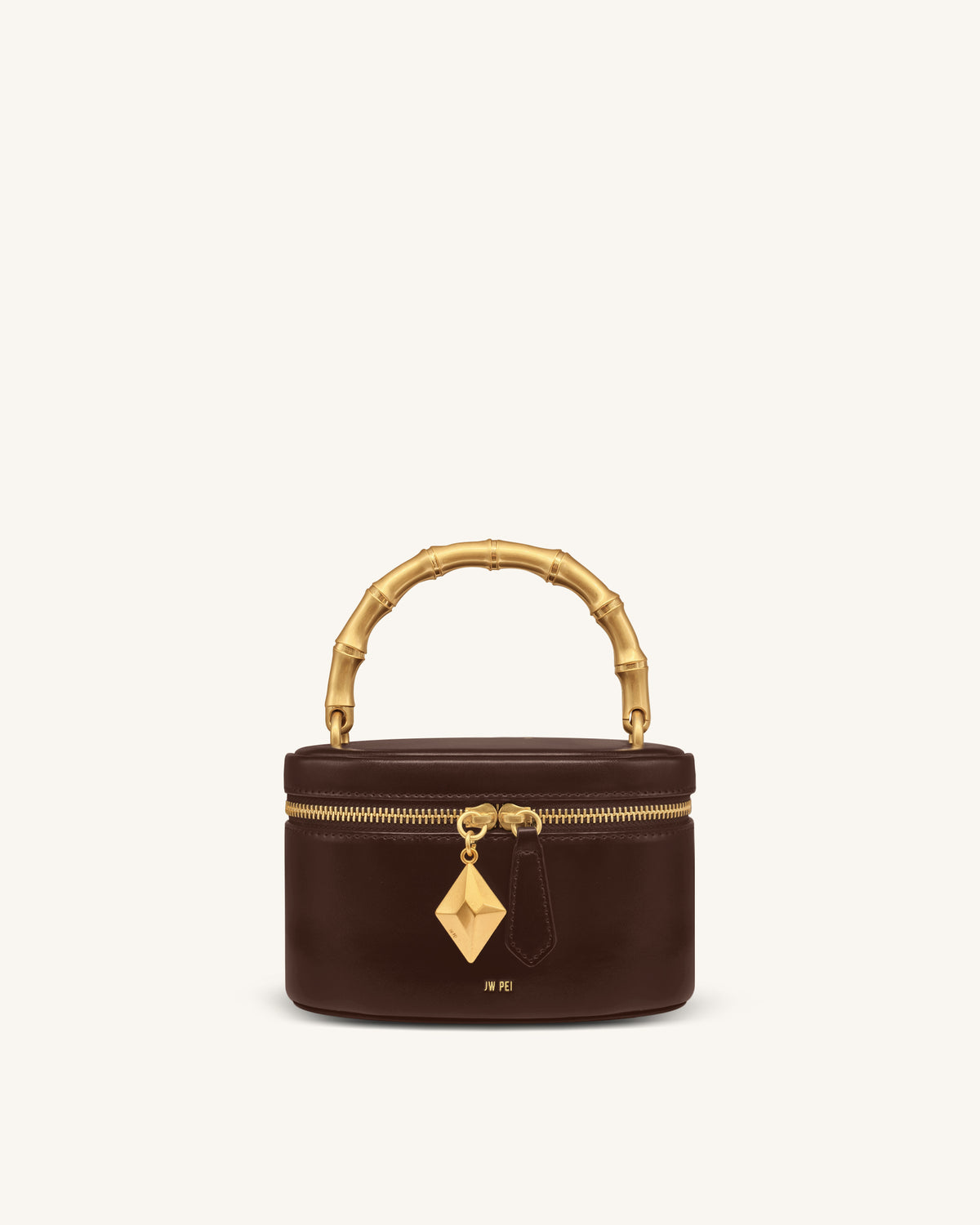 Natalie Sac porté main à pendentif géométrique en métal - Marron foncé
