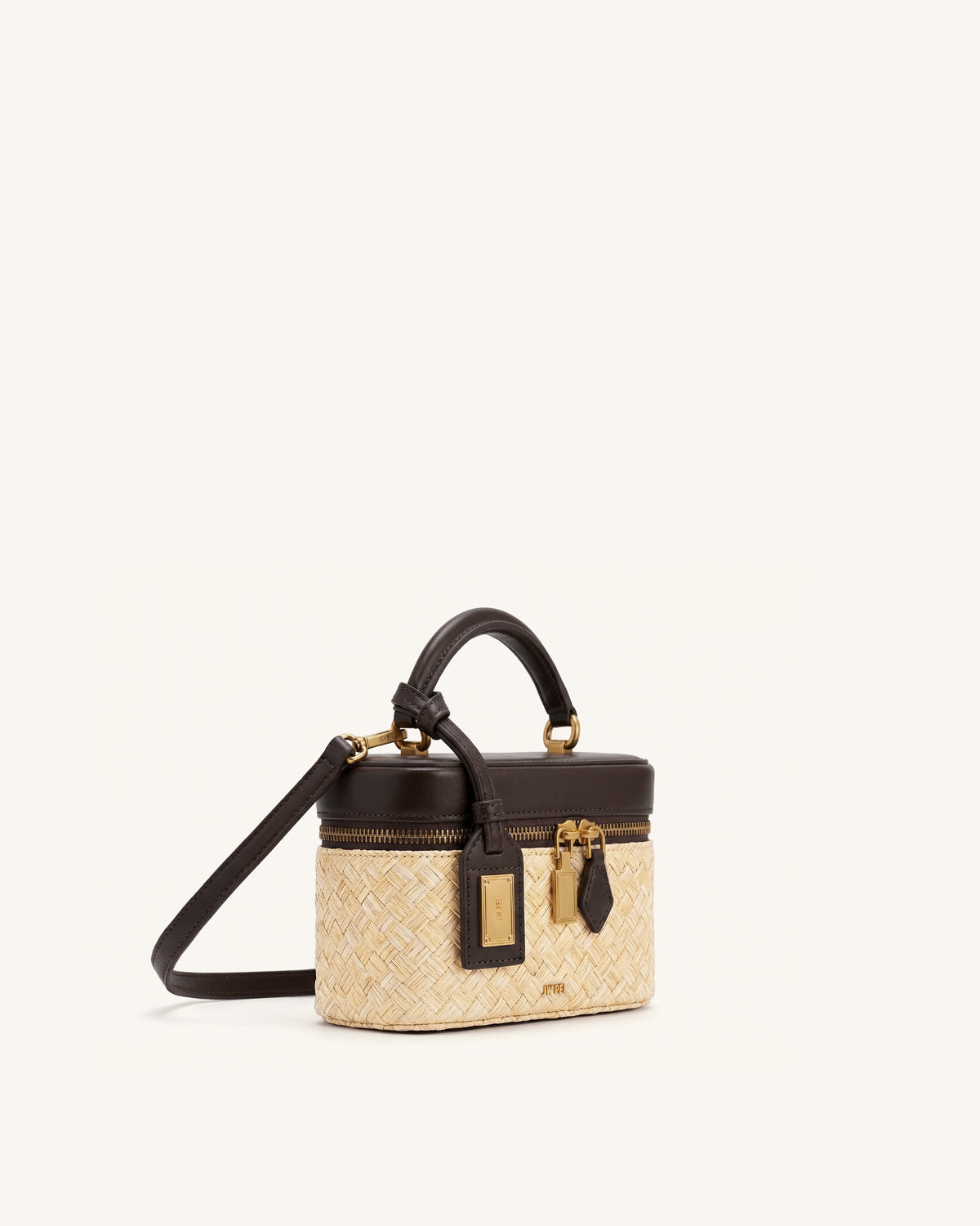 Cleo Sac à poignée supérieure carré en paille synthétique - Marron