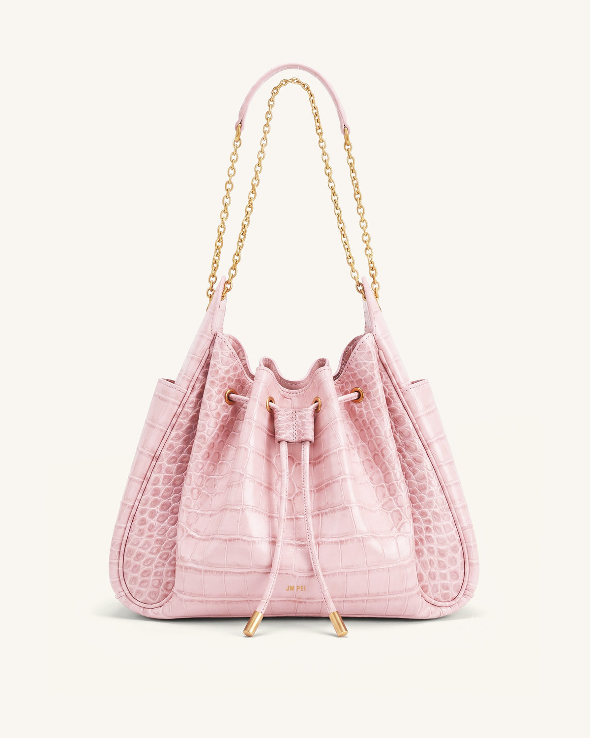 Rowan Sac seau à cordon de serrage froncé avec chaîne - Crocodile rose
