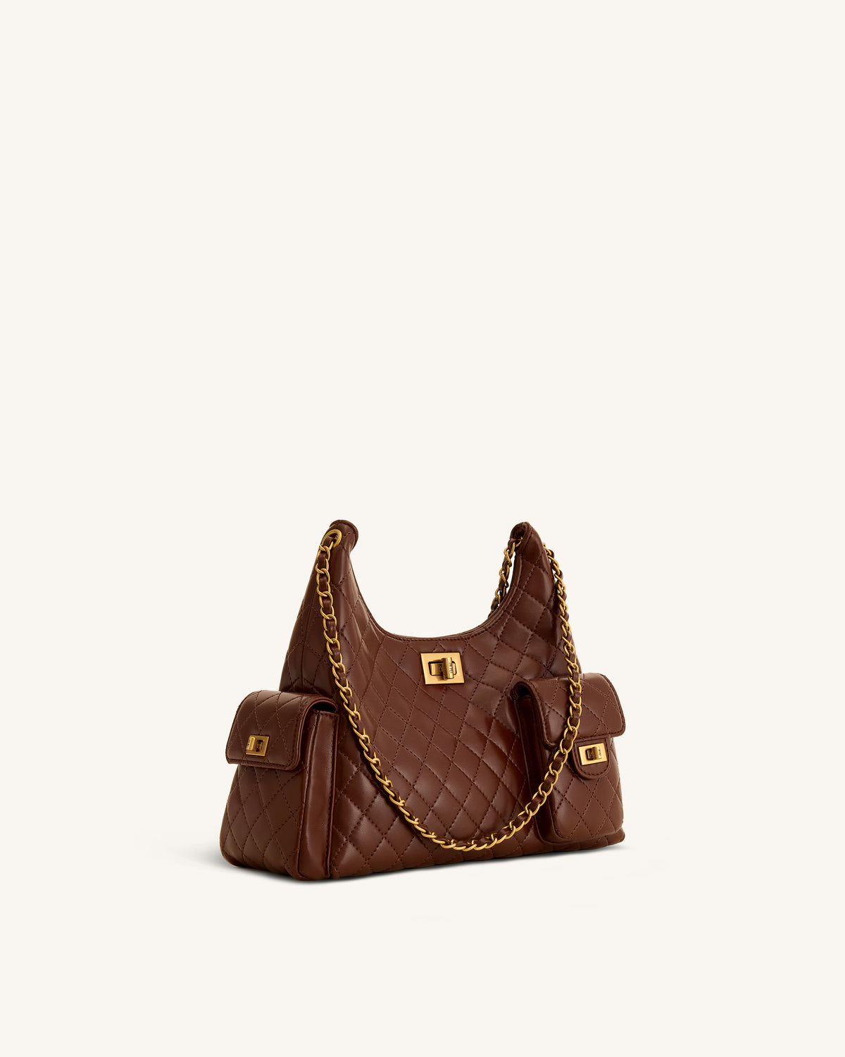 Vivian Sac bandoulière matelassé à chaîne - Marron