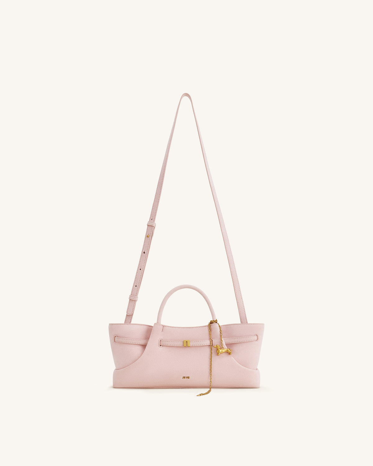 Maeve Sac cabas en faux daim avec breloque en métal représentant un teckel - Rose
