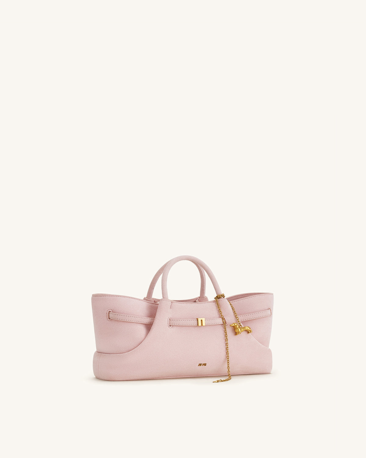 Maeve Sac cabas en faux daim avec breloque en métal représentant un teckel - Rose