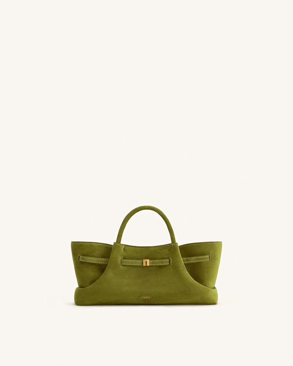 Maeve Sac cabas en faux daim avec breloque en métal représentant un teckel - Vert olive