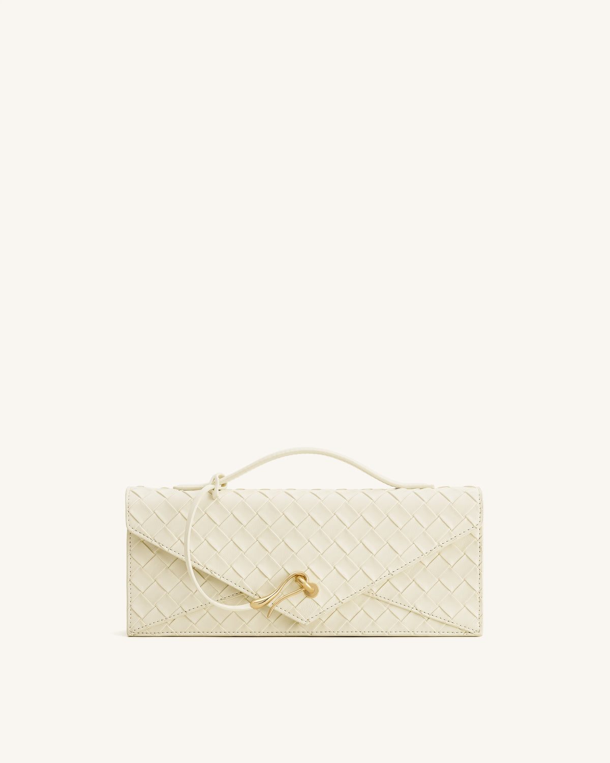 Celeste Sac à main enveloppe texturé tressé - Ivoire