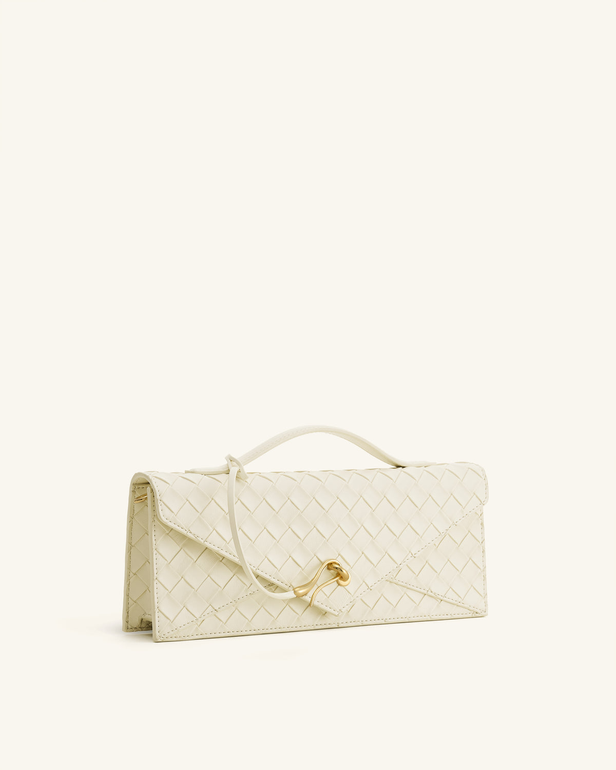 Celeste Sac à main enveloppe texturé tressé - Ivoire