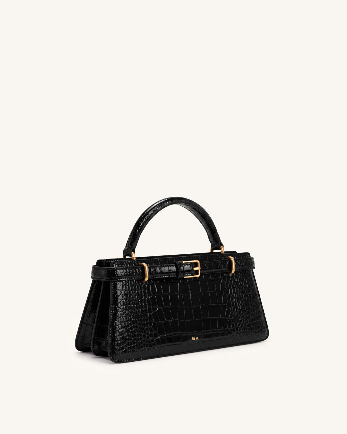 Elena Sac porté main classique - Croco noir