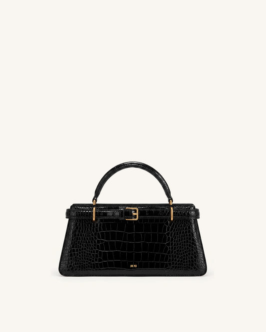 Elena Sac porté main classique - Croco noir