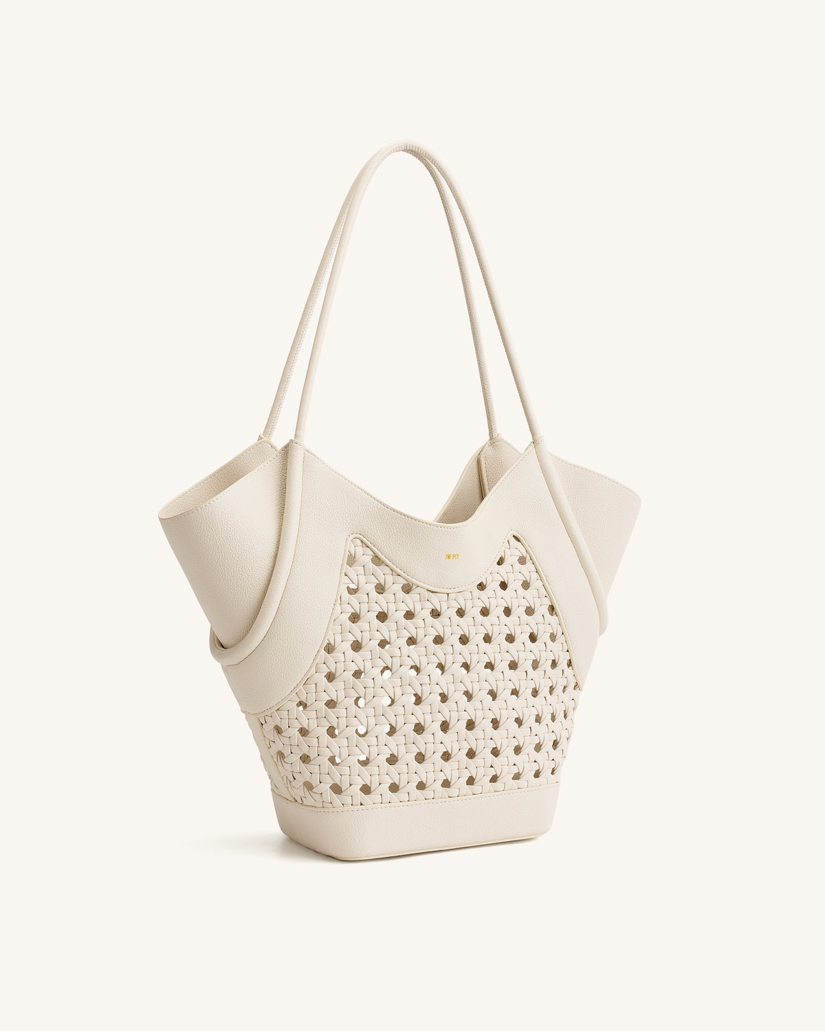 Sac fourre-tout à empiècement tissé Maribel - Ivoire