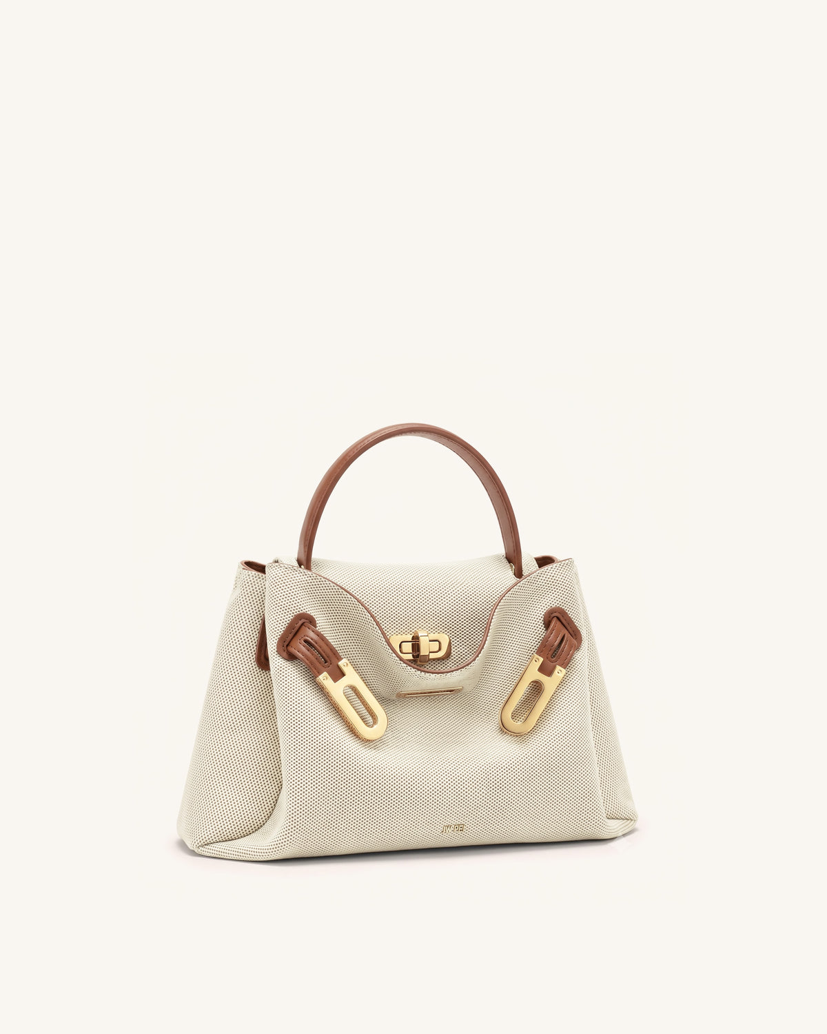 Rhea Petit sac d'épaule à double boucle en toile marron
