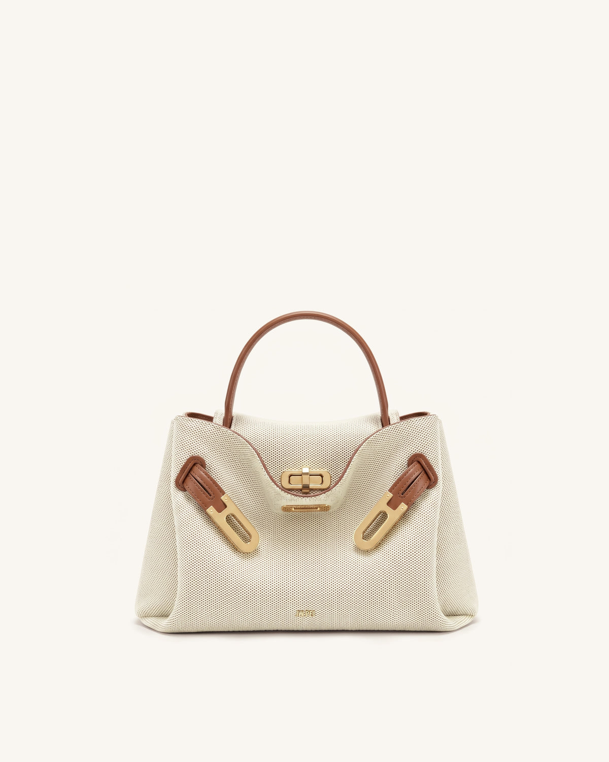 Rhea Petit sac d'épaule à double boucle en toile marron