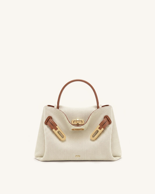 Rhea Petit sac d'épaule à double boucle en toile marron
