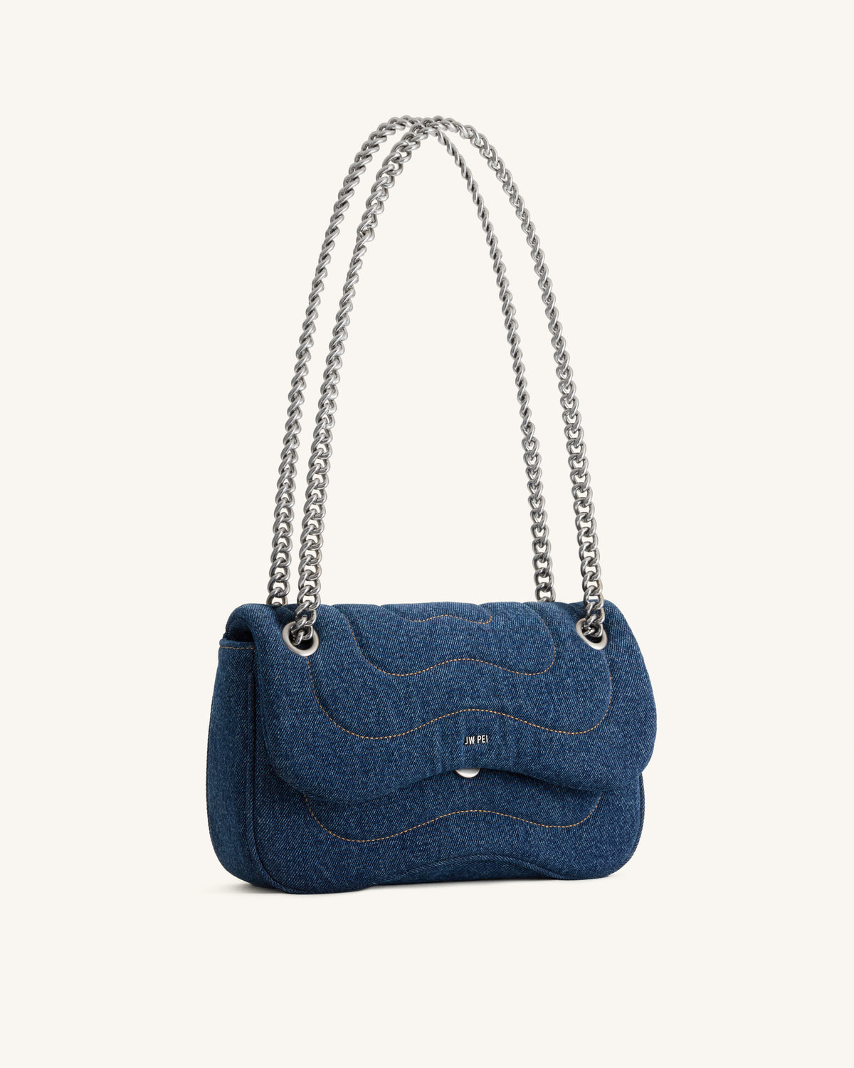 Tina Sac bandoulière matelassé à chaîne - Denim bleu