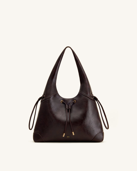 Celandra Sac hobo à cordon de serrage - Marron foncé