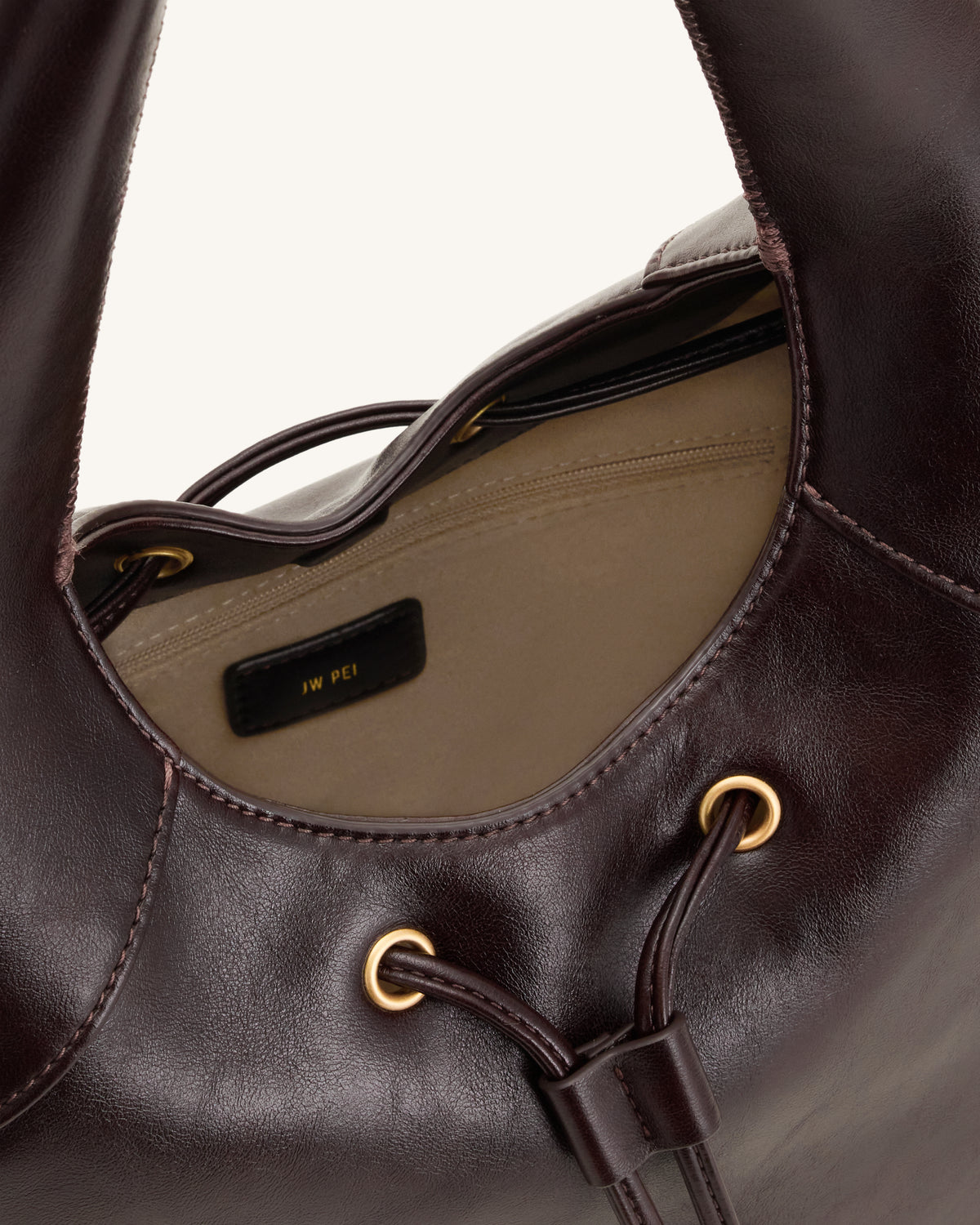 Celandra Sac hobo à cordon de serrage - Marron foncé