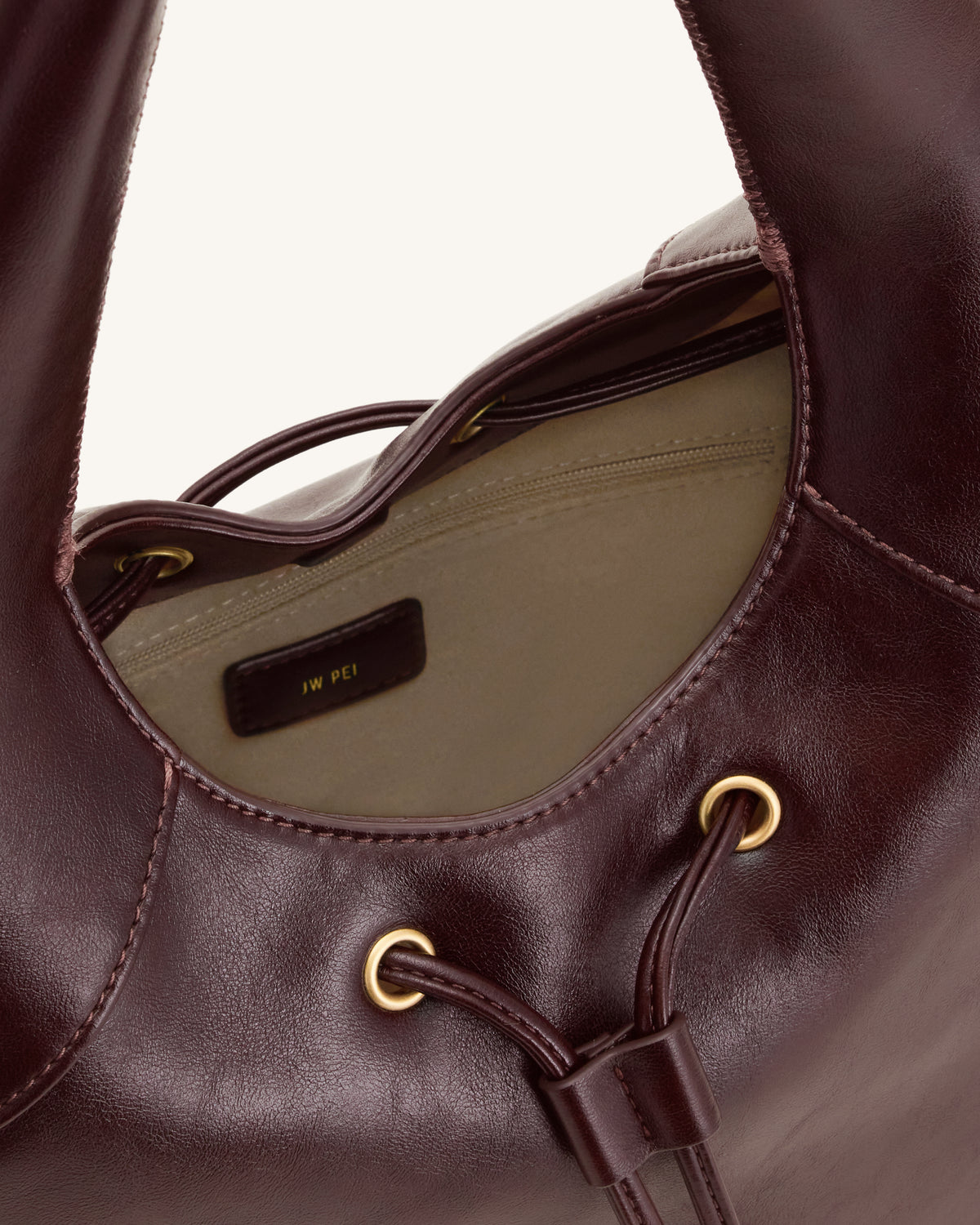 Celandra Sac hobo à cordon de serrage - Bordeaux foncé