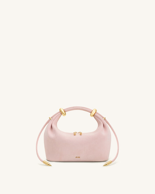 Ellie Sac à main à poignée supérieure en similicuir suédé orné d'un anneau métallique - Rose