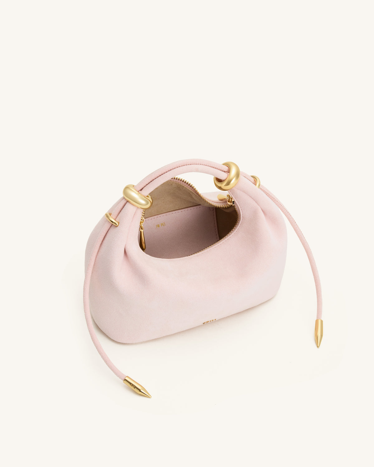 Ellie Sac à main à poignée supérieure en similicuir suédé orné d'un anneau métallique - Rose