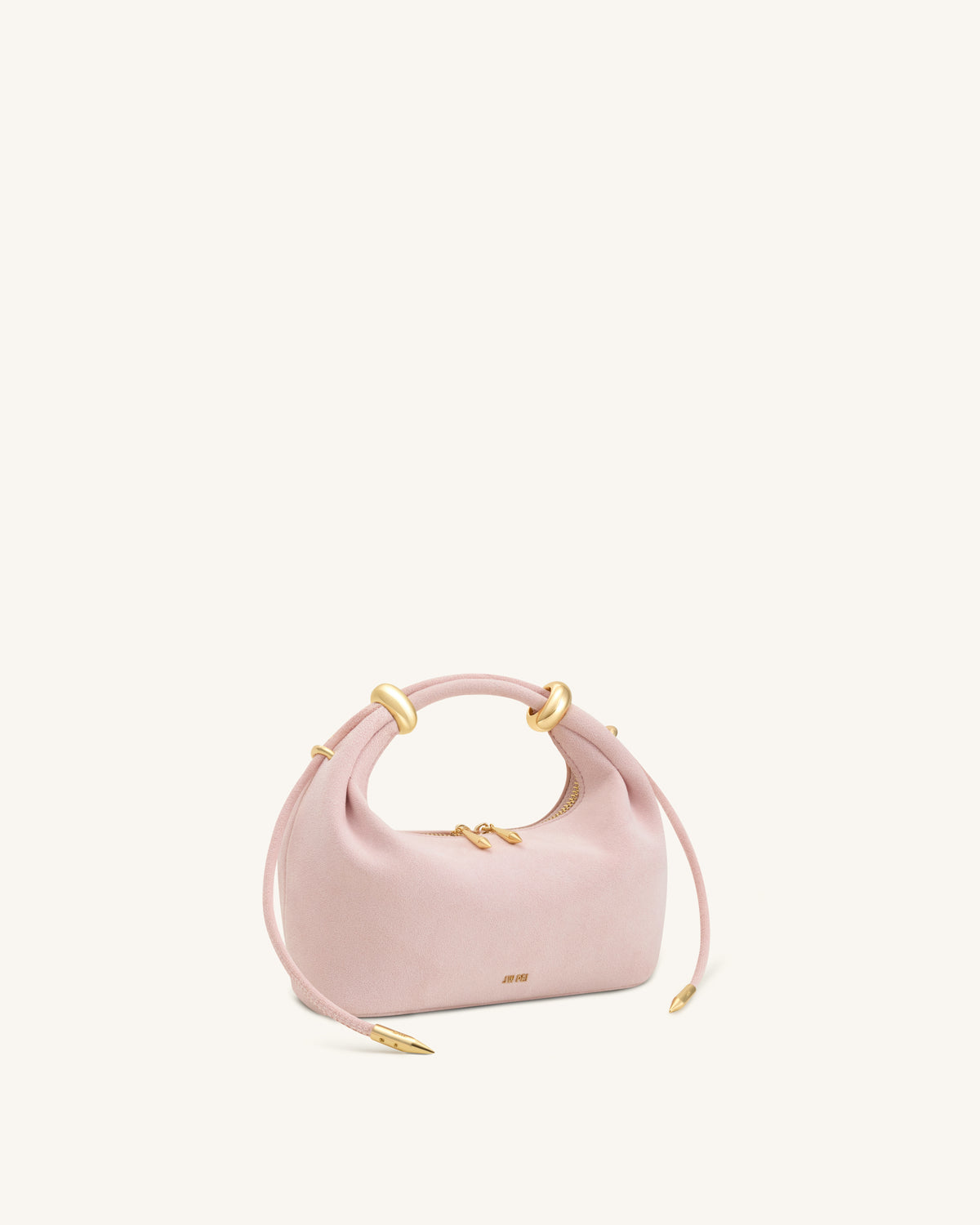 Ellie Sac à main à poignée supérieure en similicuir suédé orné d'un anneau métallique - Rose