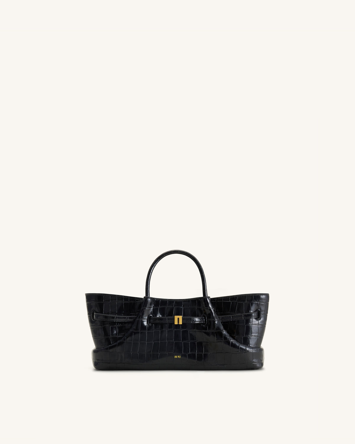 Maeve Sac cabas avec breloque teckel en métal – Effet croco noir