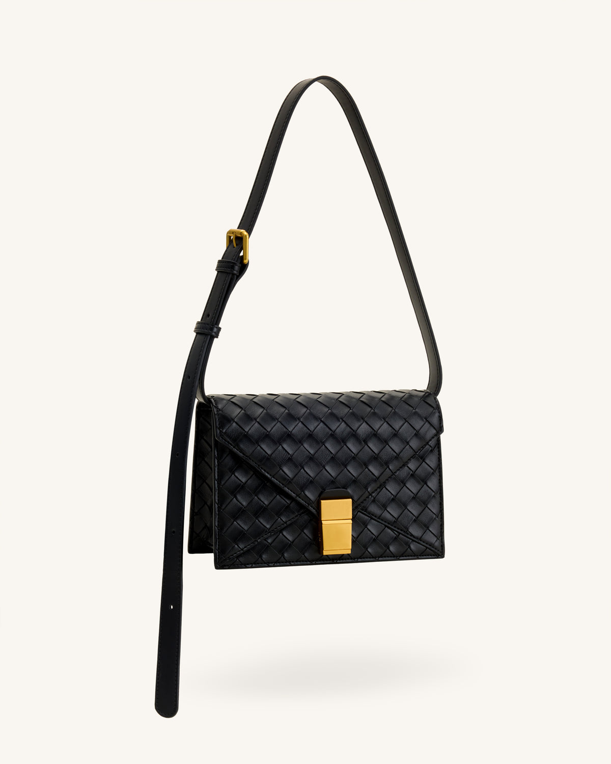 Clio Sac bandoulière enveloppe à texture tressée - Noir