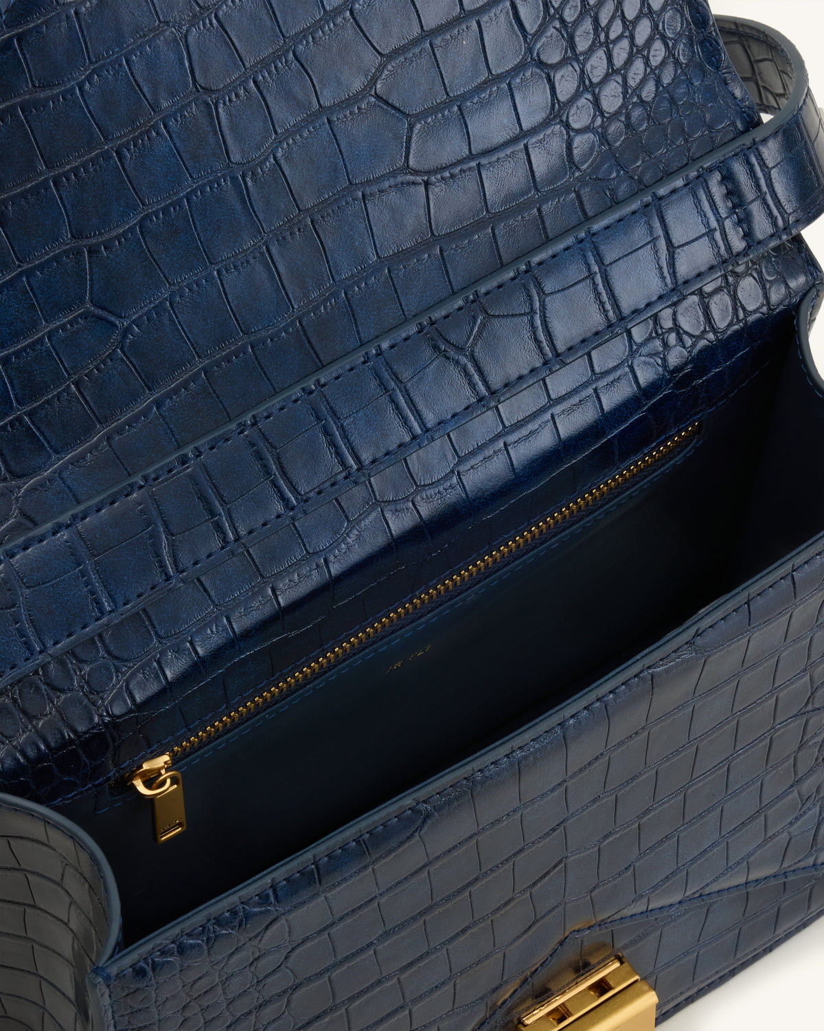 Clio Sac bandoulière enveloppe - Effet croco marine